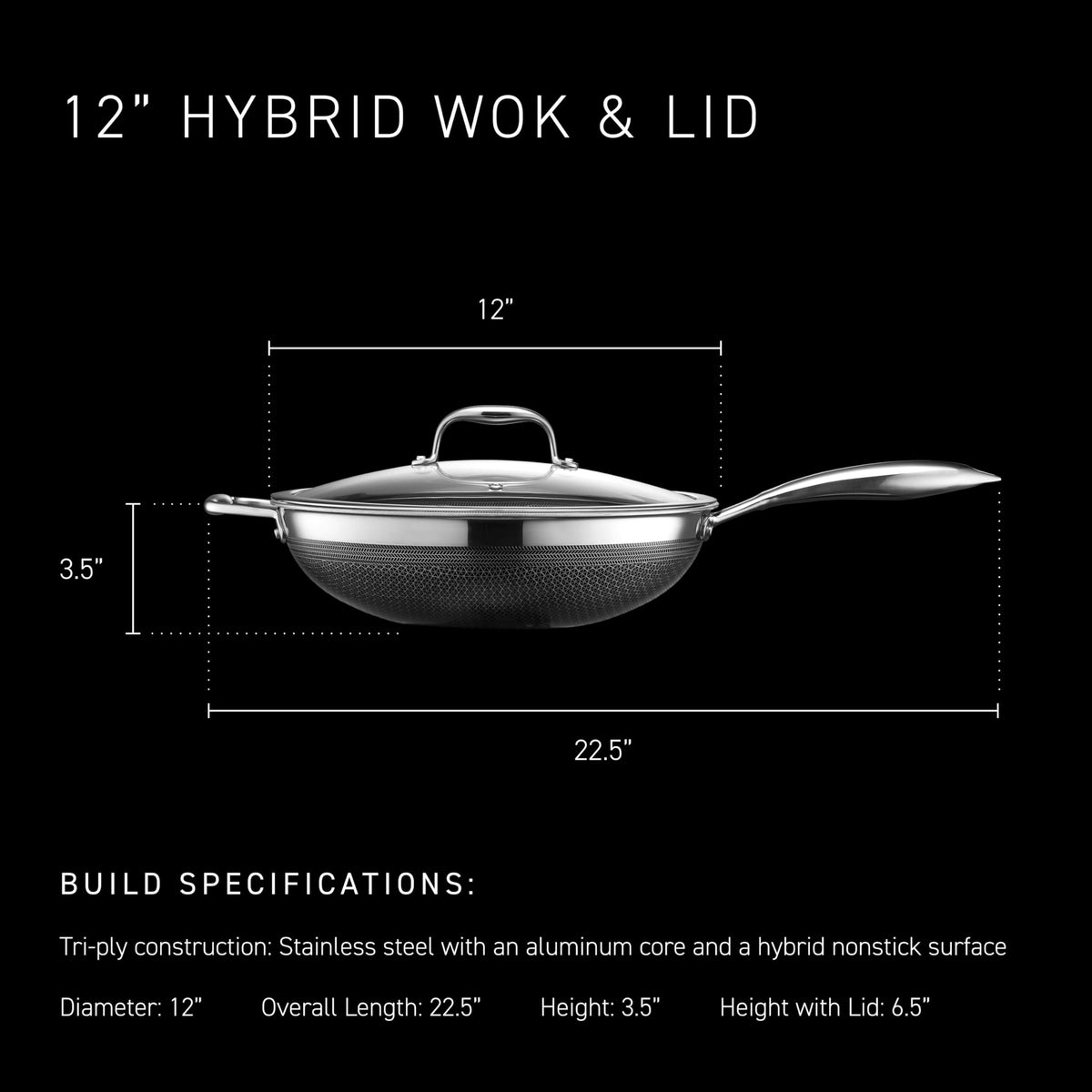 HexClad wok with helper handle for secure lifting during stir-fry.
