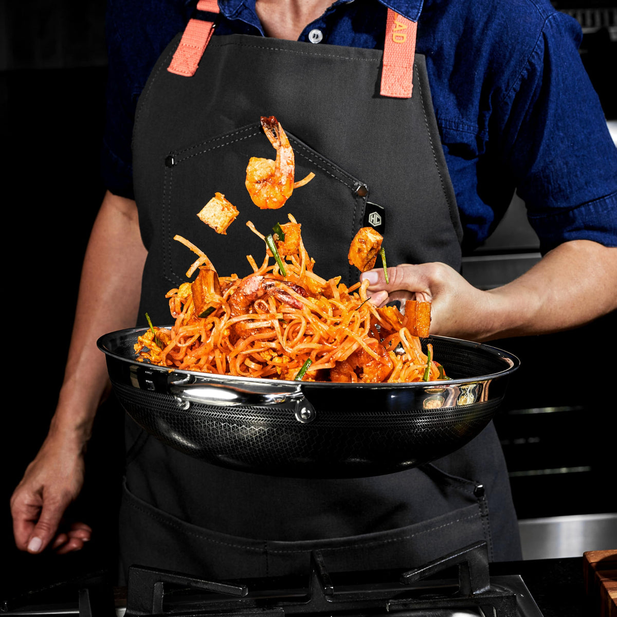 HexClad oven-safe up to 900°F for high-heat finishing.