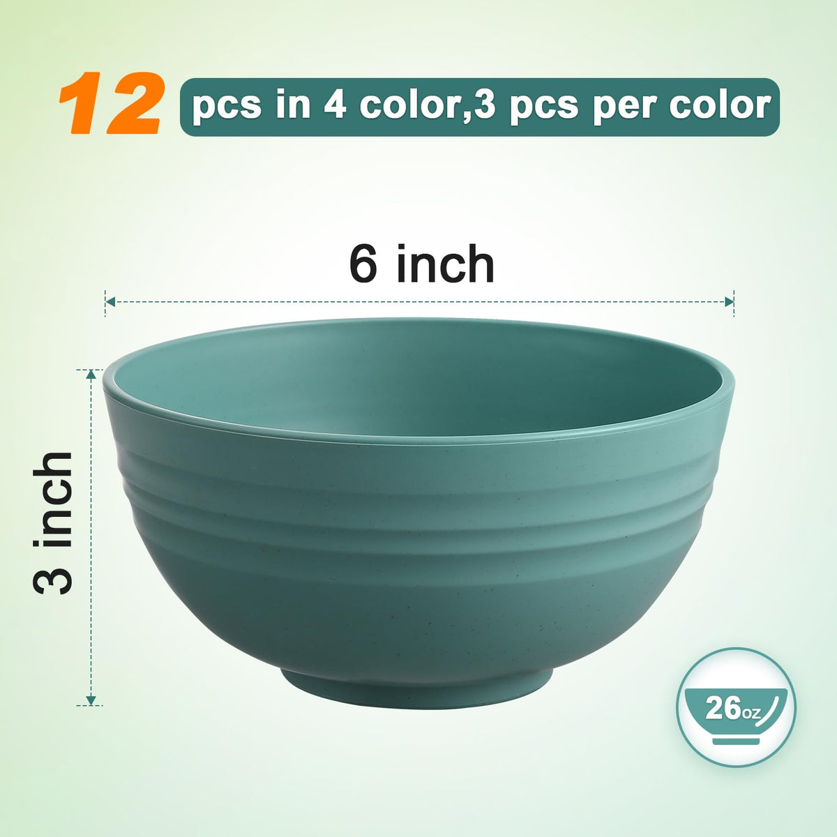 HEYCOME 26oz capacity bowls with generous serving size.