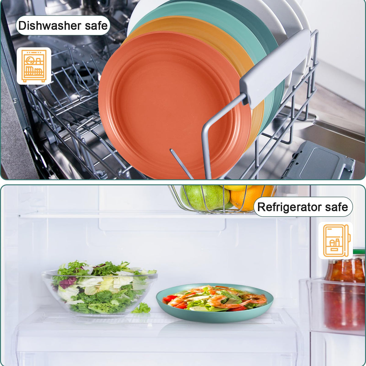 HEYCOME microwave and dishwasher-safe plates simplify quick meals and cleanup.