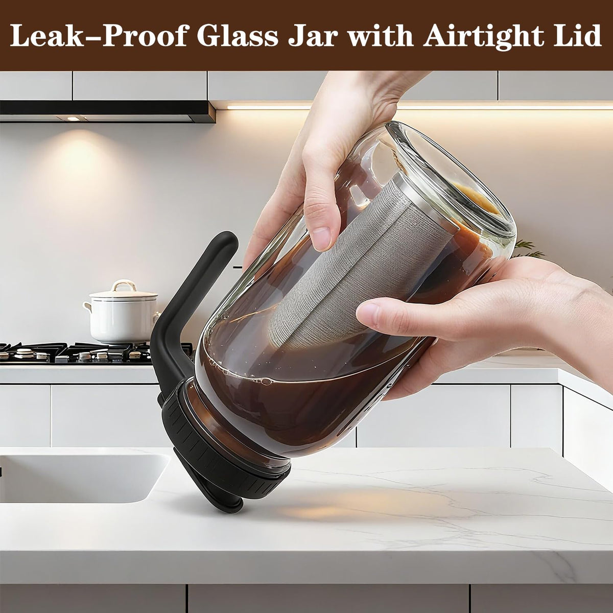 Heyglee 64-ounce cold brew jar for iced beverages