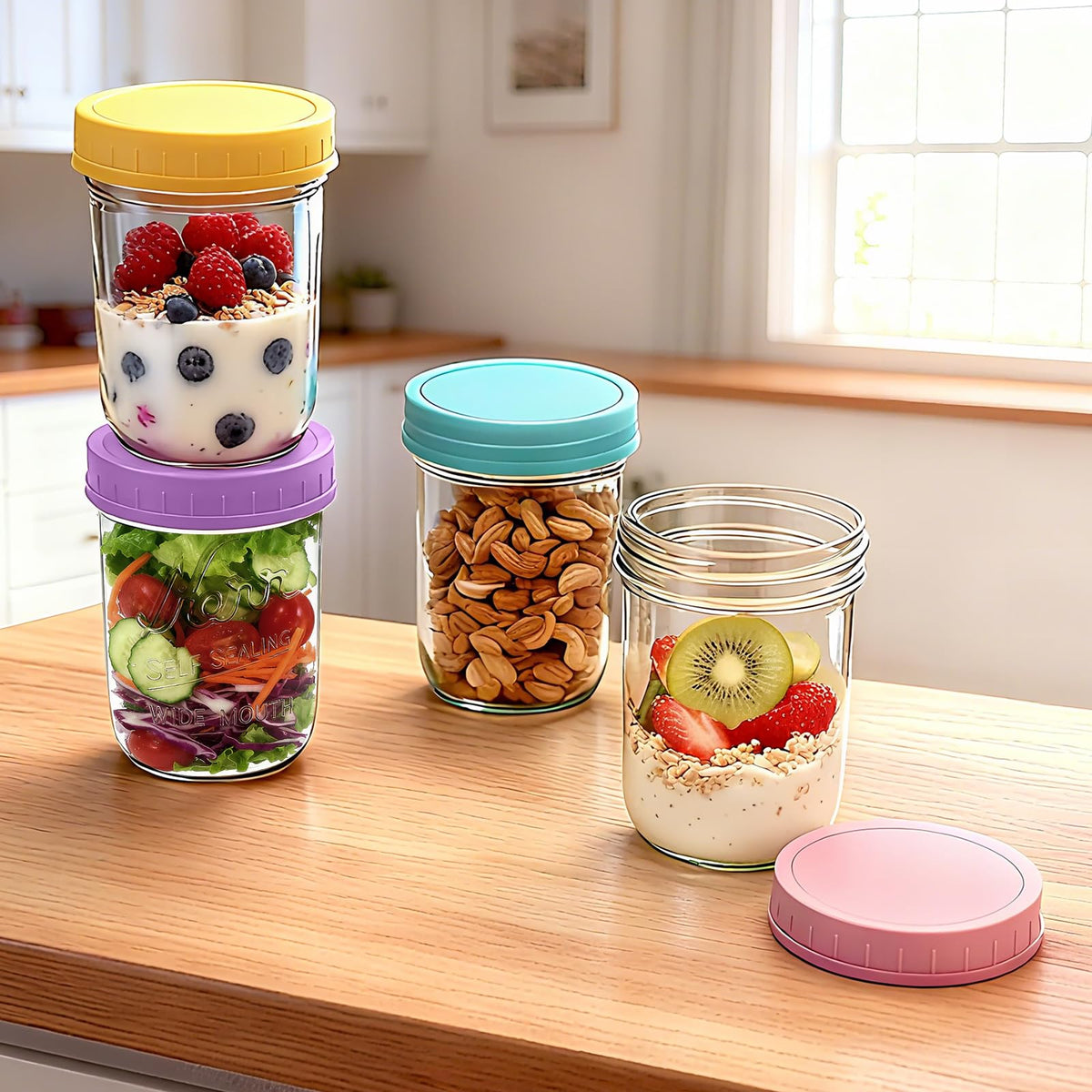 Heyglee airtight glass lid with silicone ring seals freshness and prevents spills