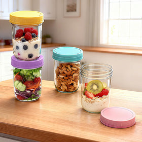 Heyglee airtight glass lid with silicone ring seals freshness and prevents spills