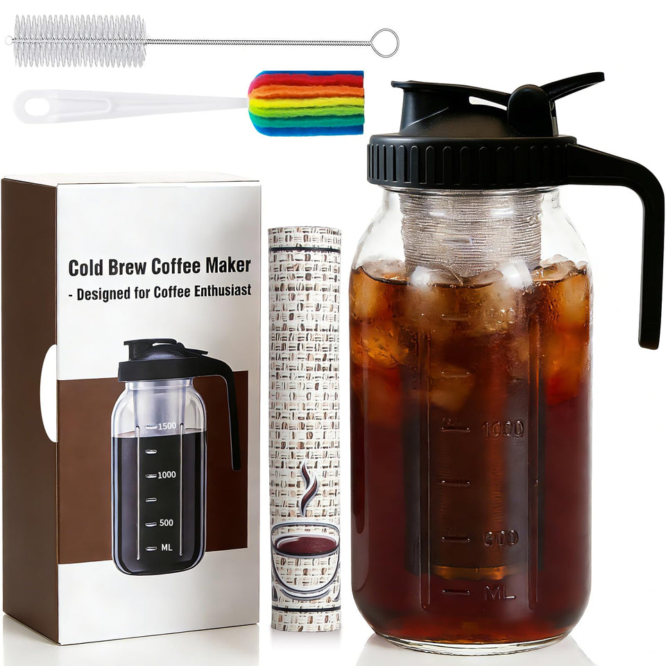 Heyglee cold brew pitcher with filter and lid for smooth coffee