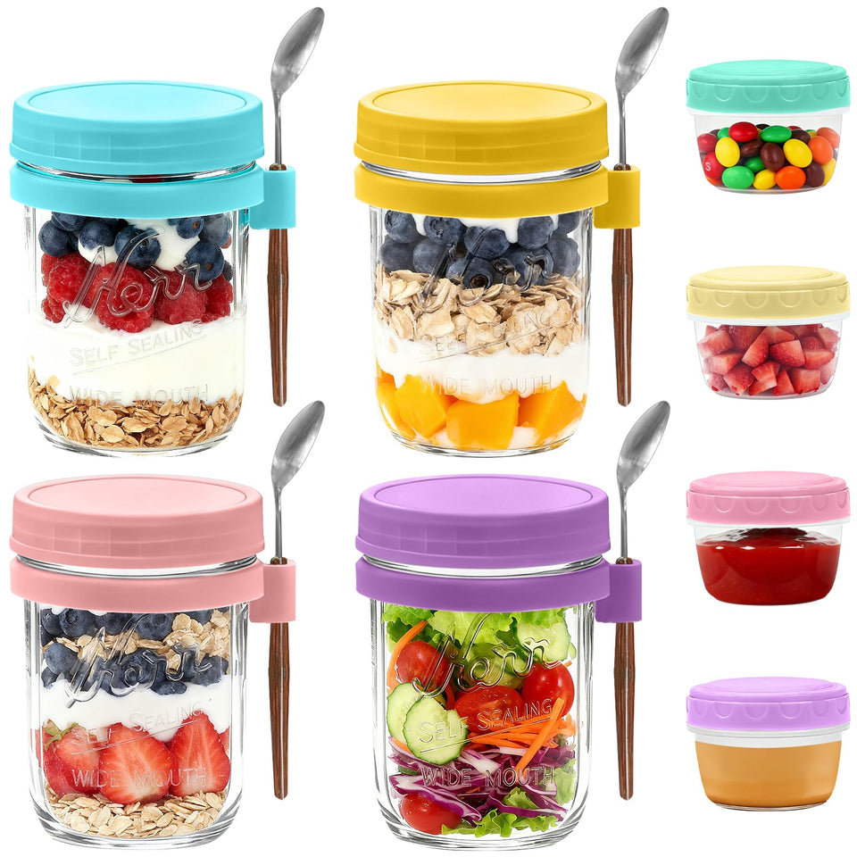 Heyglee overnight oats container with lid for easy meal prep on the move