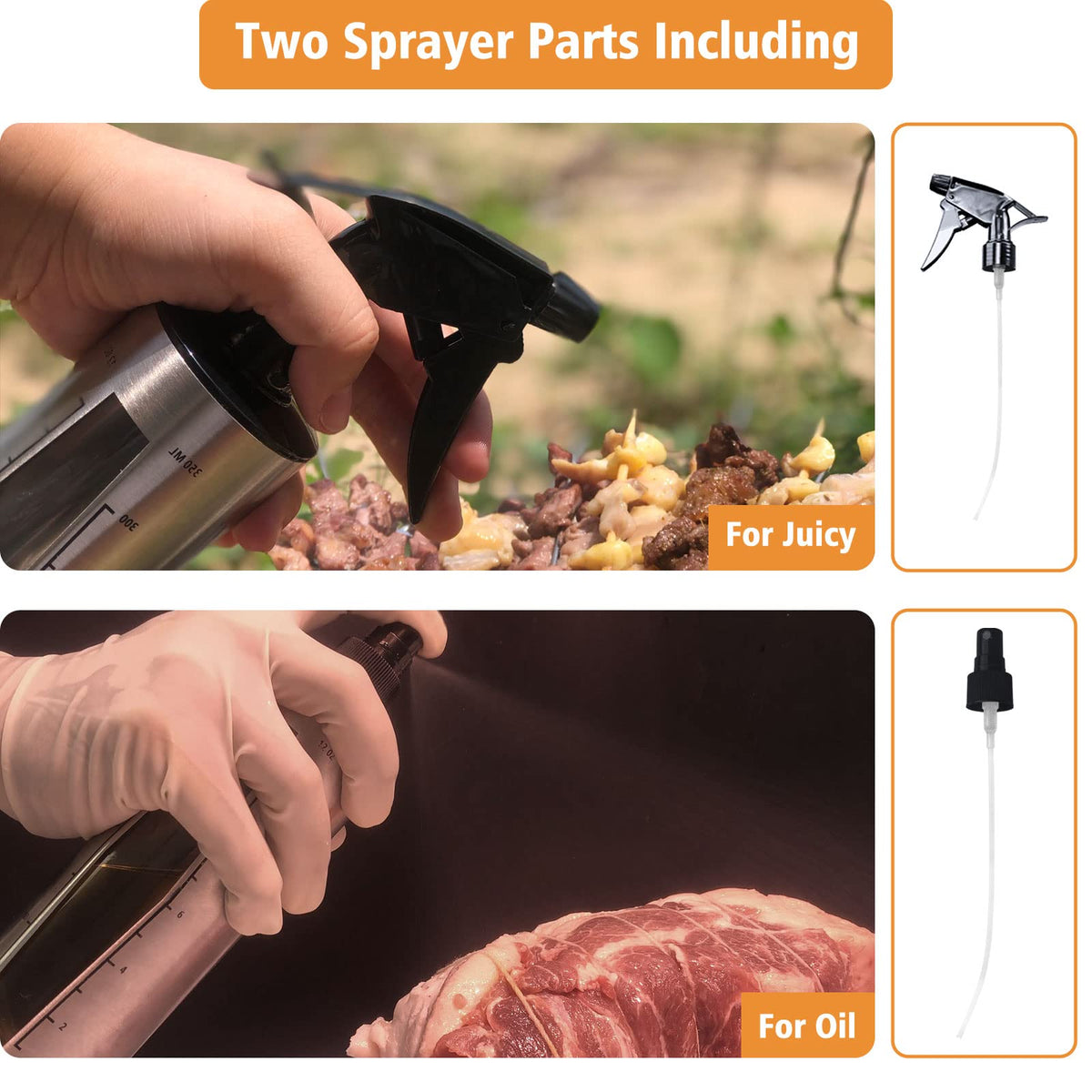 HEYISME BBQ spray bottle translucent container shows remaining capacity at a glance.