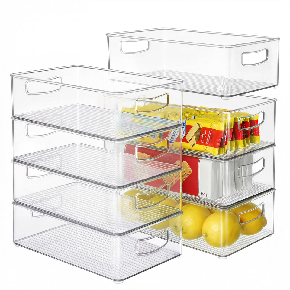 Heyuzb clear fridge organizer bin stackable set for visible storage and easy access