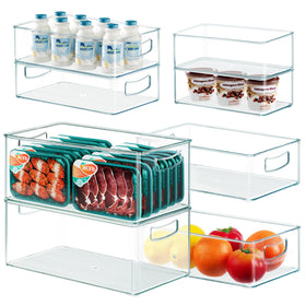 Heyuzb freezer bin stackable clear for quick visibility and efficient space use.