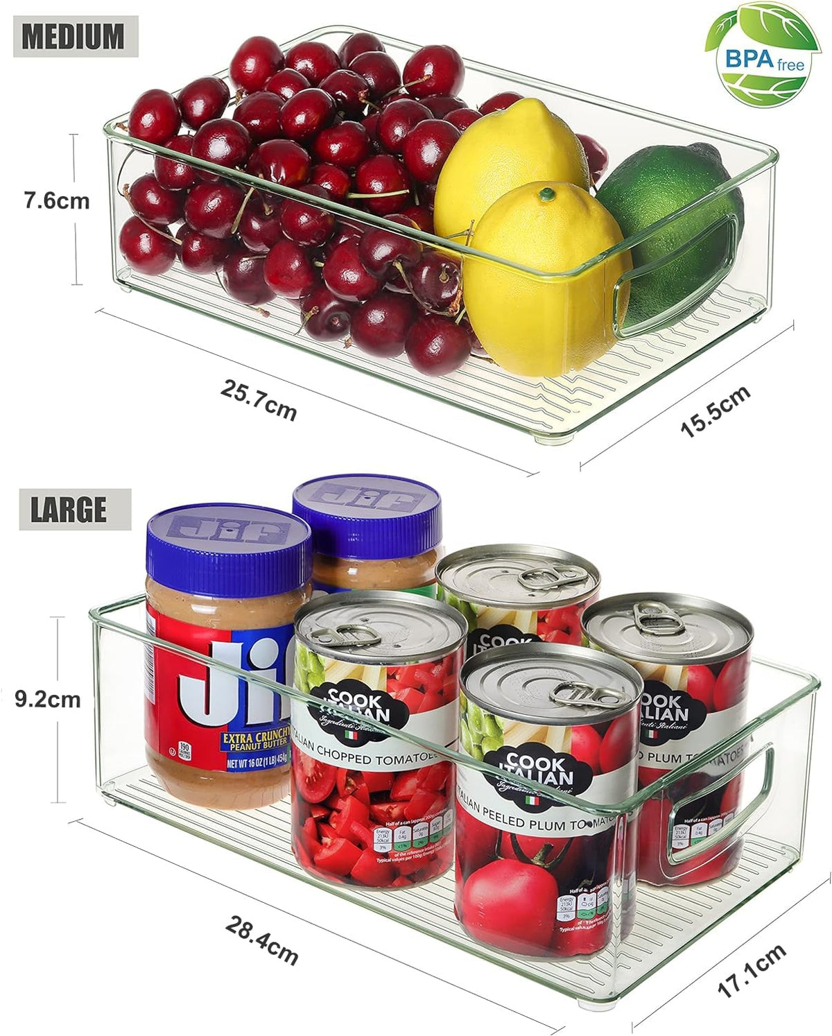 Heyuzb kitchen storage bin stackable to maximize shelf space