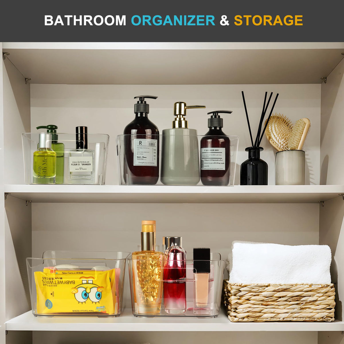 Heyuzb multi-purpose storage bin for kitchen and fridge organization.
