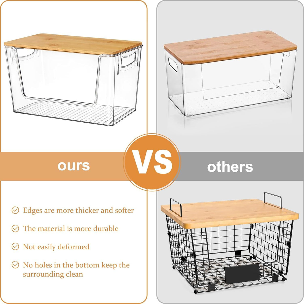 Heyuzb bamboo lid bins stay dust-free with secure lids.