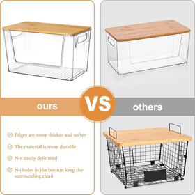 Heyuzb bamboo lid bins stay dust-free with secure lids.