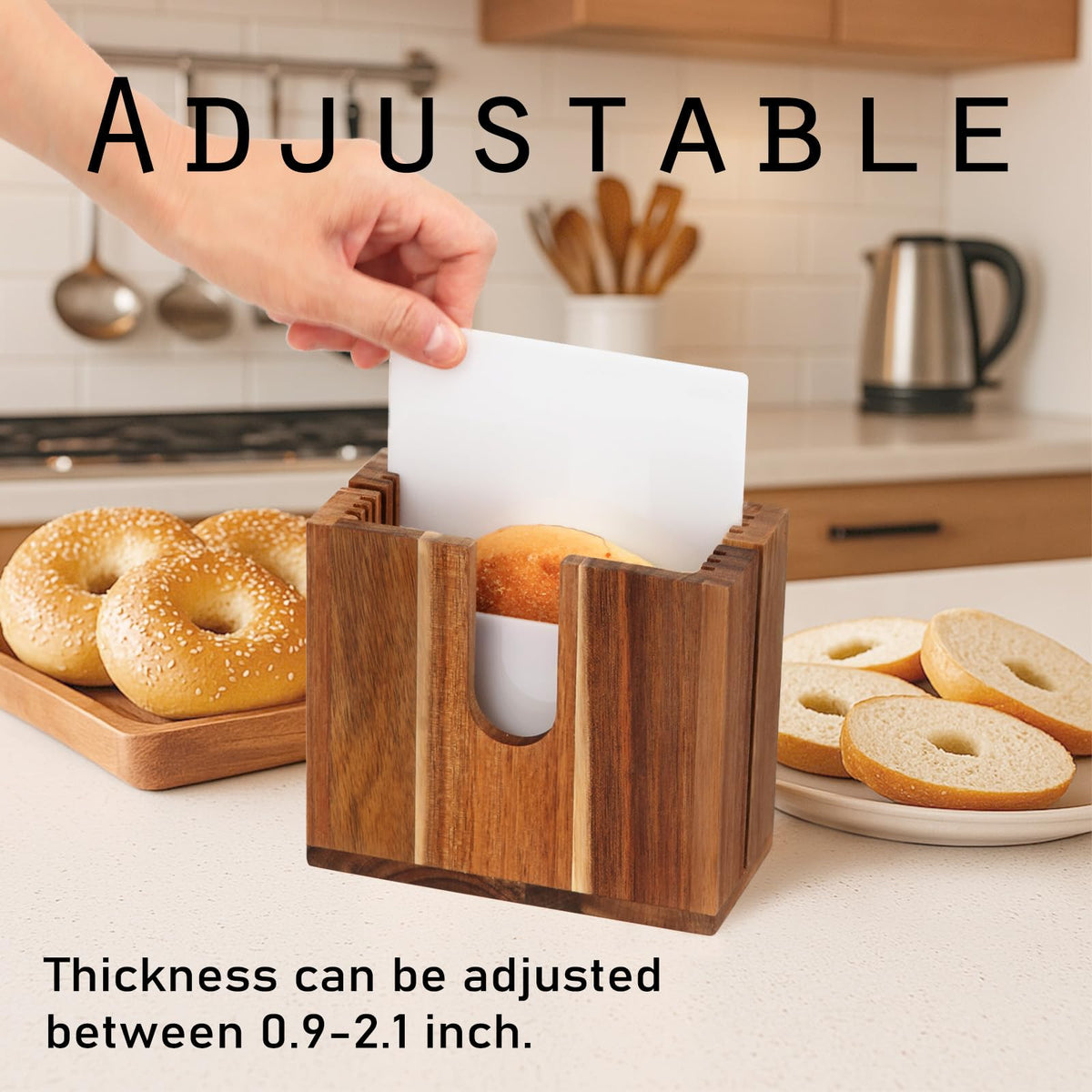 HeywoodCabin bagel slicer angled guides ensure stable, even cuts.