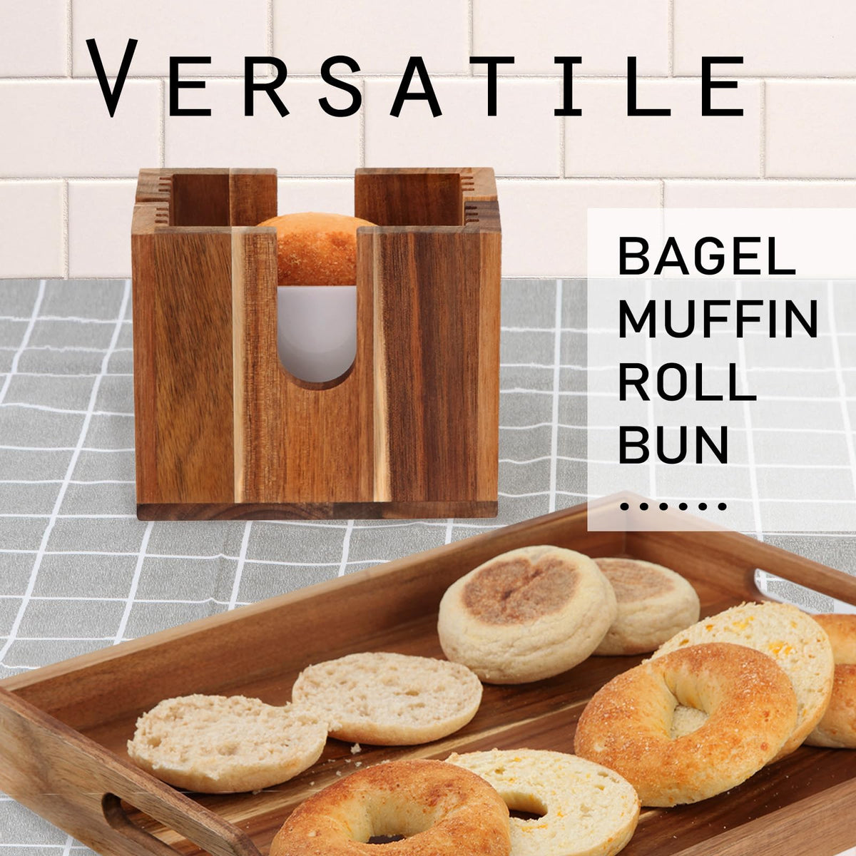 HeywoodCabin bagel slicer wood build showcases natural acacia finish.