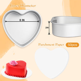 HEYYUMI aluminum heart pans, two pieces, sturdy for reliable baking.