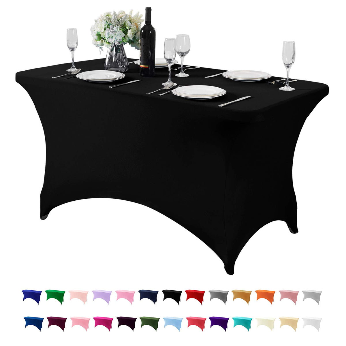 Hezuzo spandex table cover 4ft stretch for secure, wrinkle-free setup.