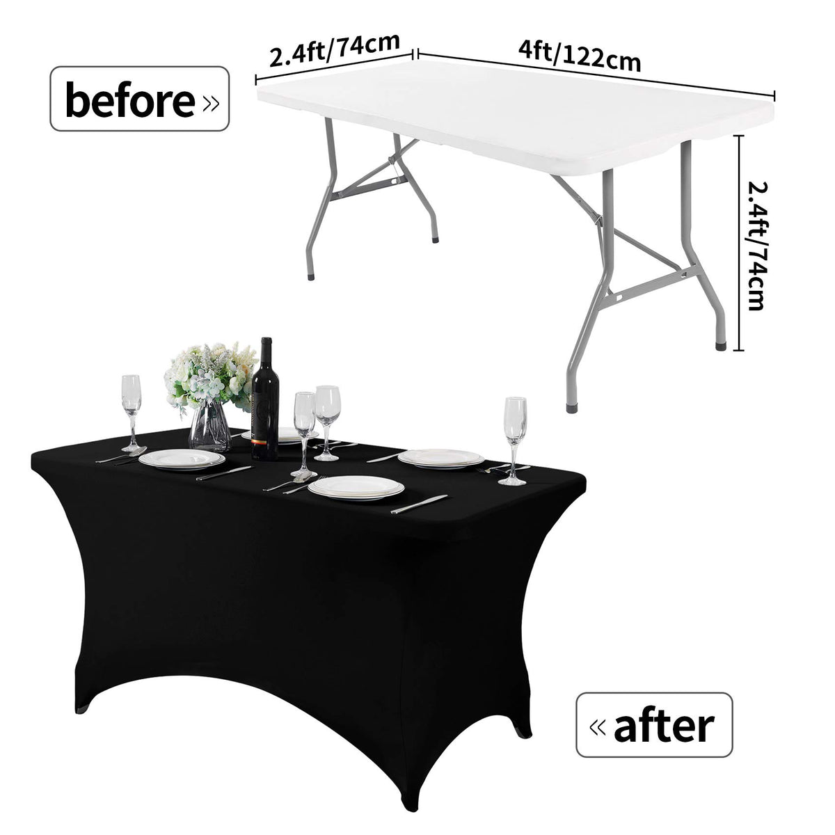 Hezuzo spandex table cover black adds sleek protection and decor.