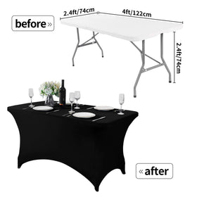 Hezuzo spandex table cover black adds sleek protection and decor.