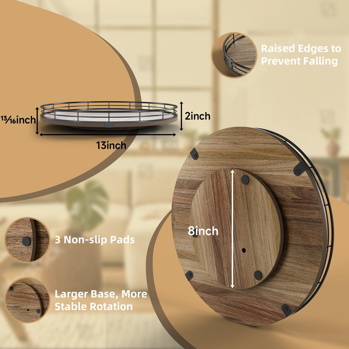 HGF Acacia Wood Lazy Susan kitchen-organizer keeping oils and condiments neatly within reach