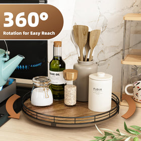 HGF Acacia Wood Lazy Susan showcases natural grain texture for warm farmhouse charm