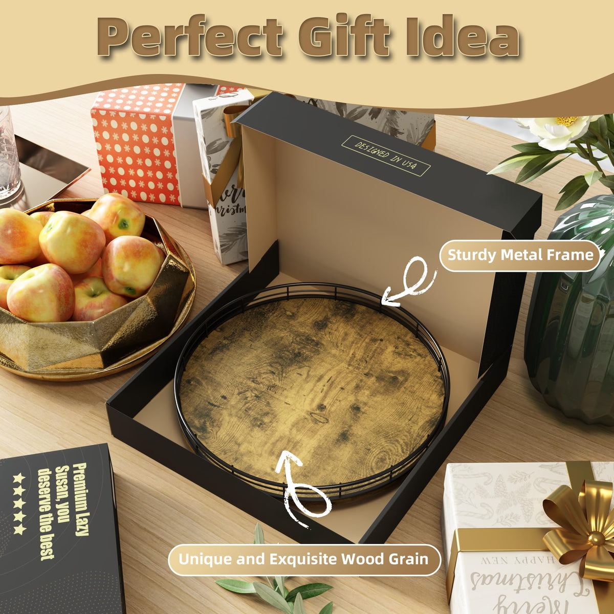 HGF Lazy Susan gift box packaging makes a ready-to-gift present.