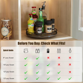 HGF Lazy Susan kitchen counter condiments and olive oil storage.