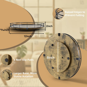 HGF Lazy Susan raised iron edges prevent spills and drops.
