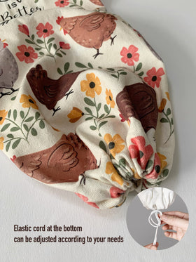 Hglian Chicken Bag Holder with bags visible and decorative chicken artwork.