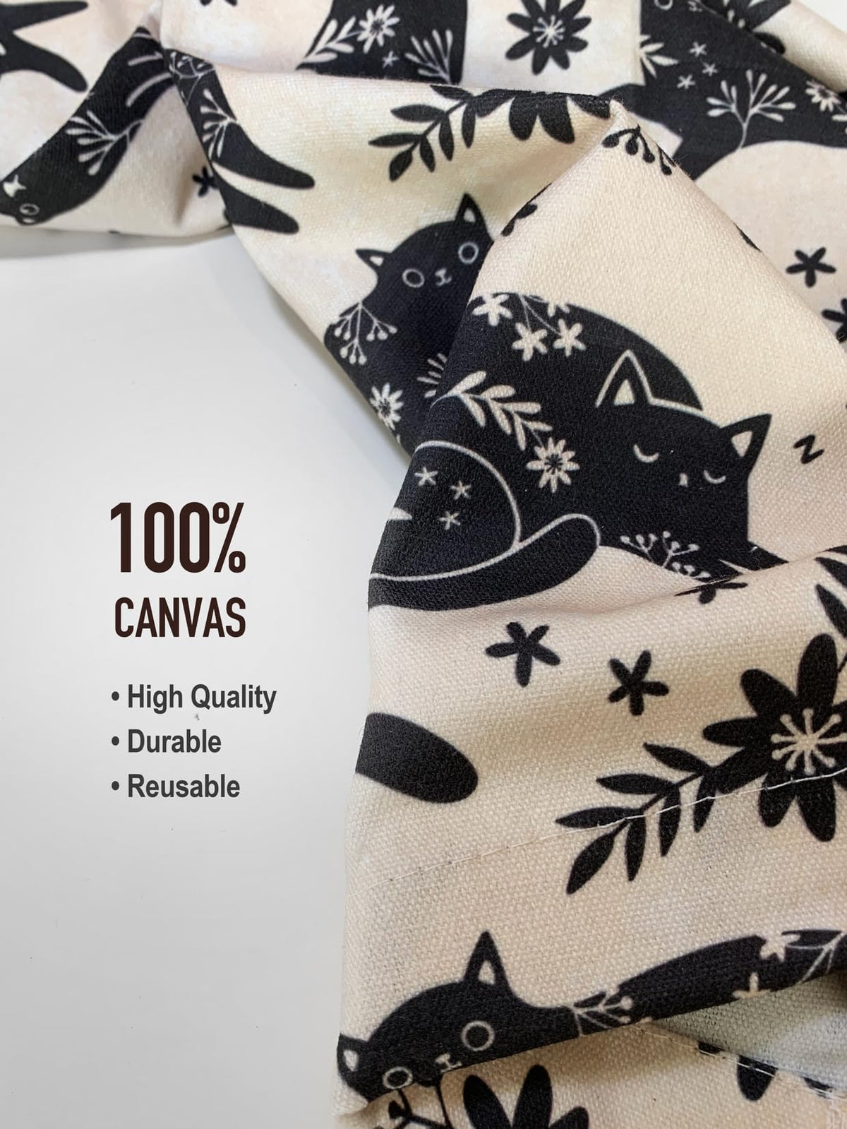 Hglian floral canvas bag holder adds farmhouse charm while keeping bags within reach.