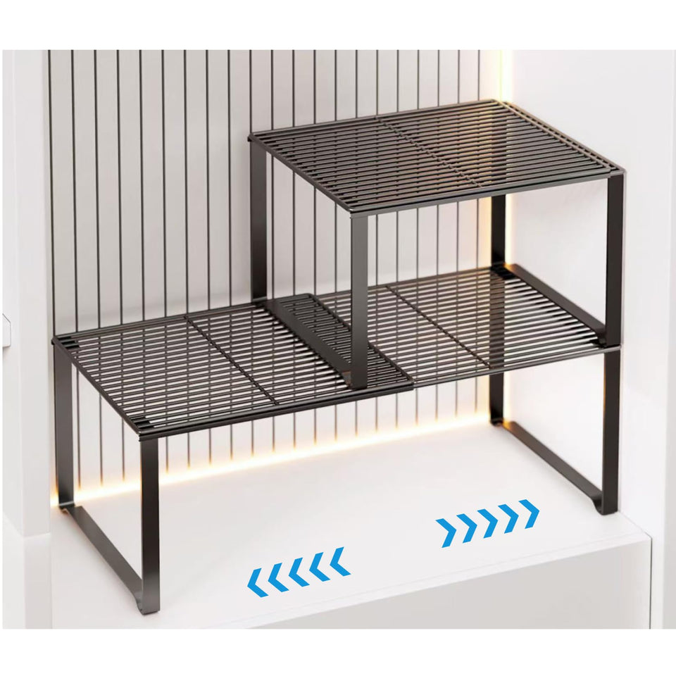 HGZBS extendable shelf length 15-24in shows adjustable fit for varied cabinets.