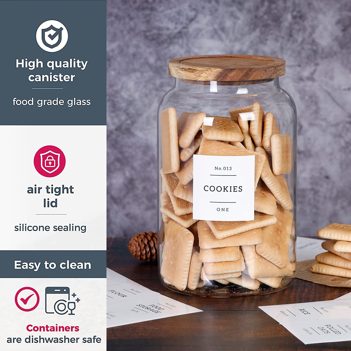 HHMJSM clear glass storage jar for flour, rice, or coffee keeps contents visible.