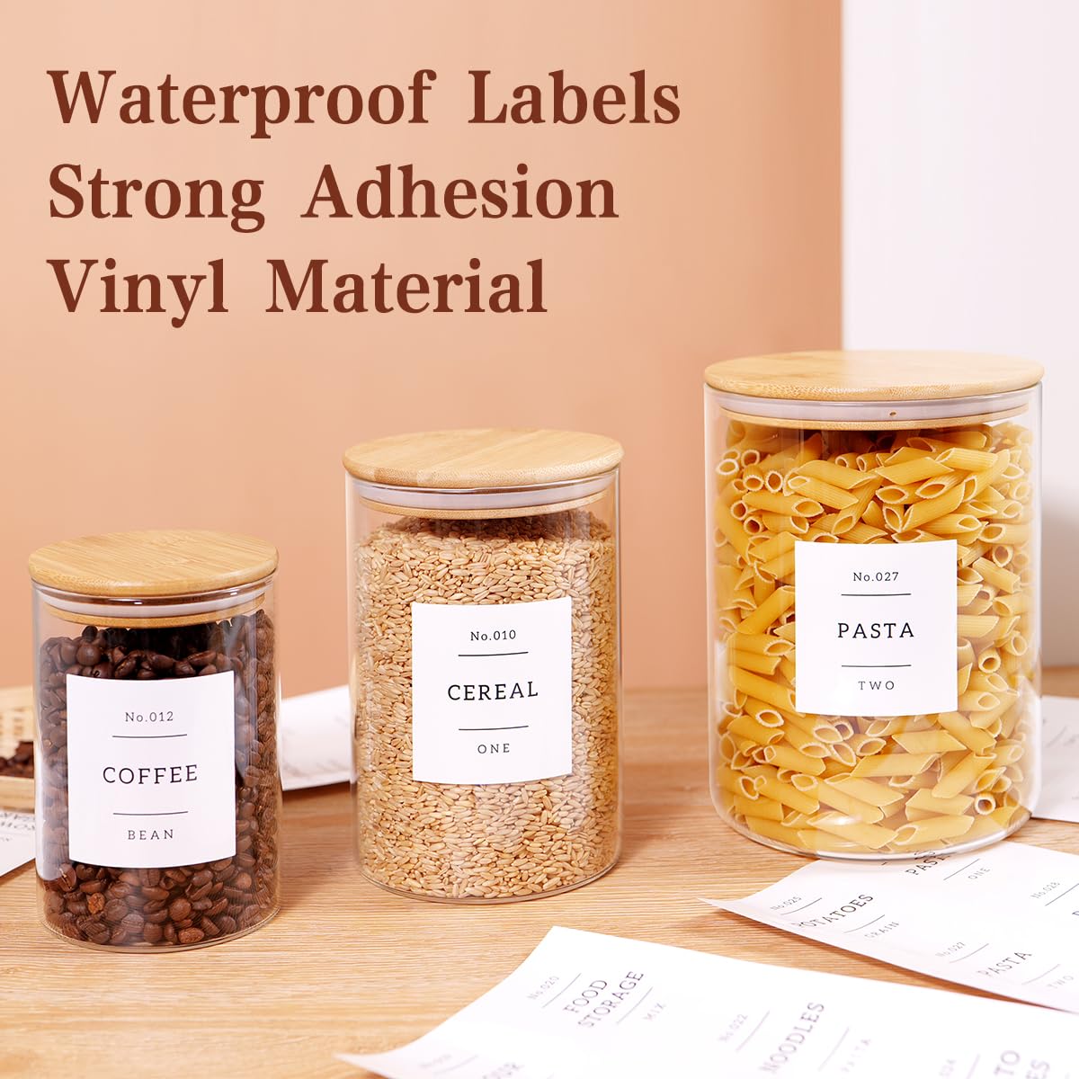 HHMJSM 100 oz glass jar with wood lid for bulk storage.