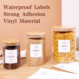 HHMJSM 100 oz glass jar with wood lid for bulk storage.