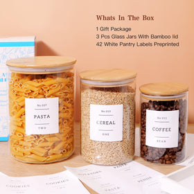 HHMJSM preprinted pantry labels for easy ingredient identification.