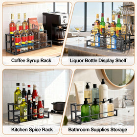 HHOKEM heavy-duty syrup rack, fully loaded, with sturdy bottle support.
