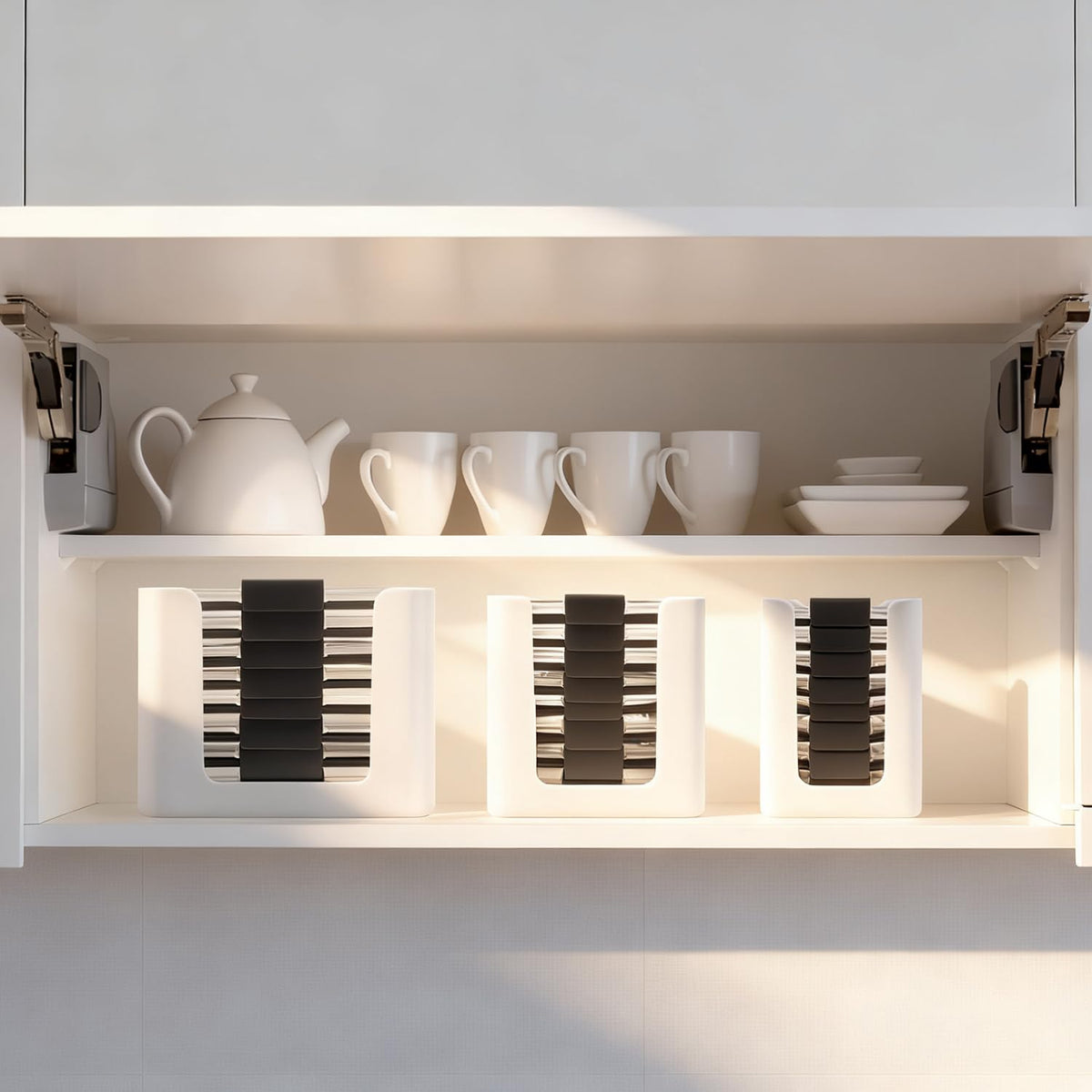 Compact lid organizer by Hhyoisn fits on countertops or inside cabinets.