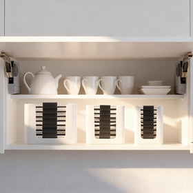 Compact lid organizer by Hhyoisn fits on countertops or inside cabinets.
