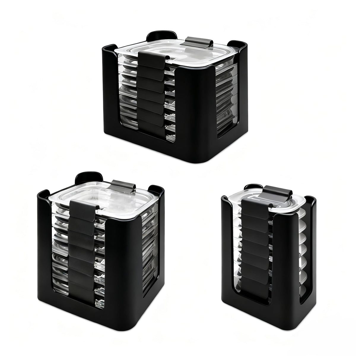 Hhyoisn lid organizer front view keeps Rubbermaid Brilliance lids neatly accessible