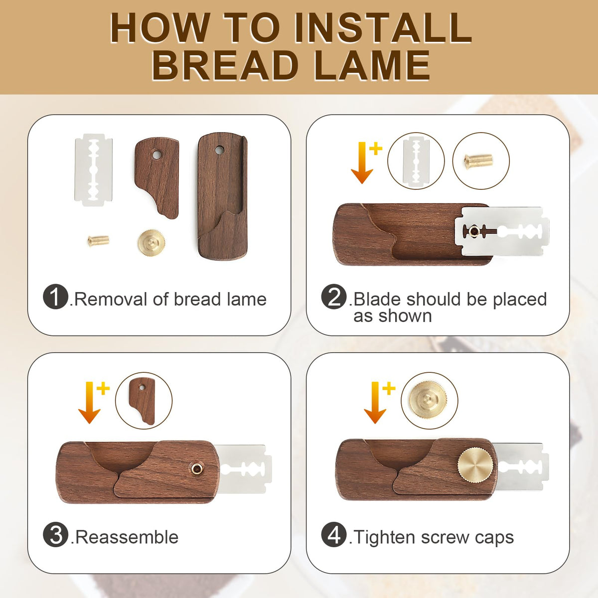 HHZPAEK handcrafted dough scoring tool highlights natural wood grain and ergonomic grip