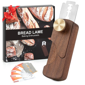 HHZPAEK magnetic wooden bread lame close-up shows precise wooden handle for clean scoring lines