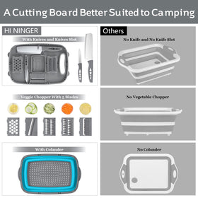 HI NINGER collapsible cutting board with drain basket ready for outdoor washing