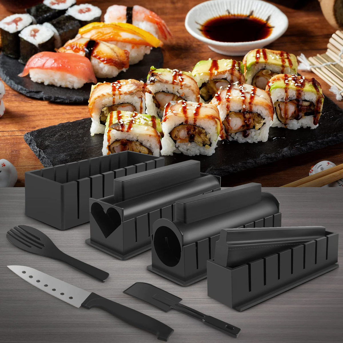 HI NINGER rolling mat and tools for easy DIY sushi at home