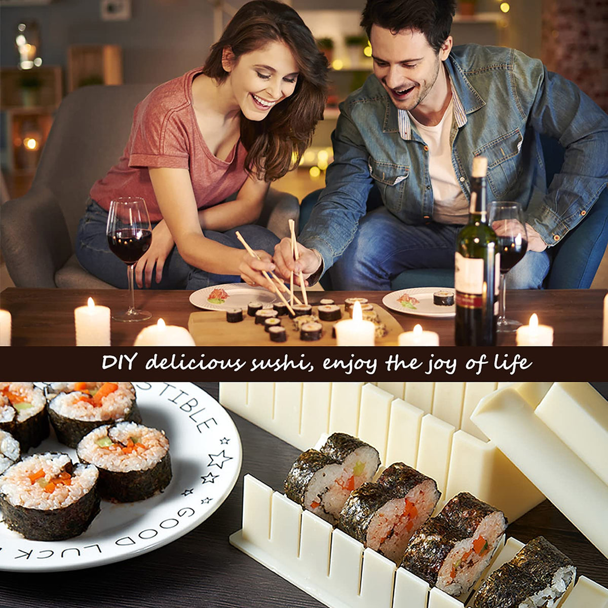 HI NINGER roll molds set with eight shapes for quick, family-friendly sushi