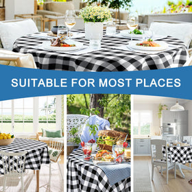 Hiasan checkered round tablecloth outdoor picnic setup ready for outdoor dining.