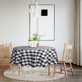 Hiasan checkered round tablecloth wrinkle-resistant finish keeps the surface neat.