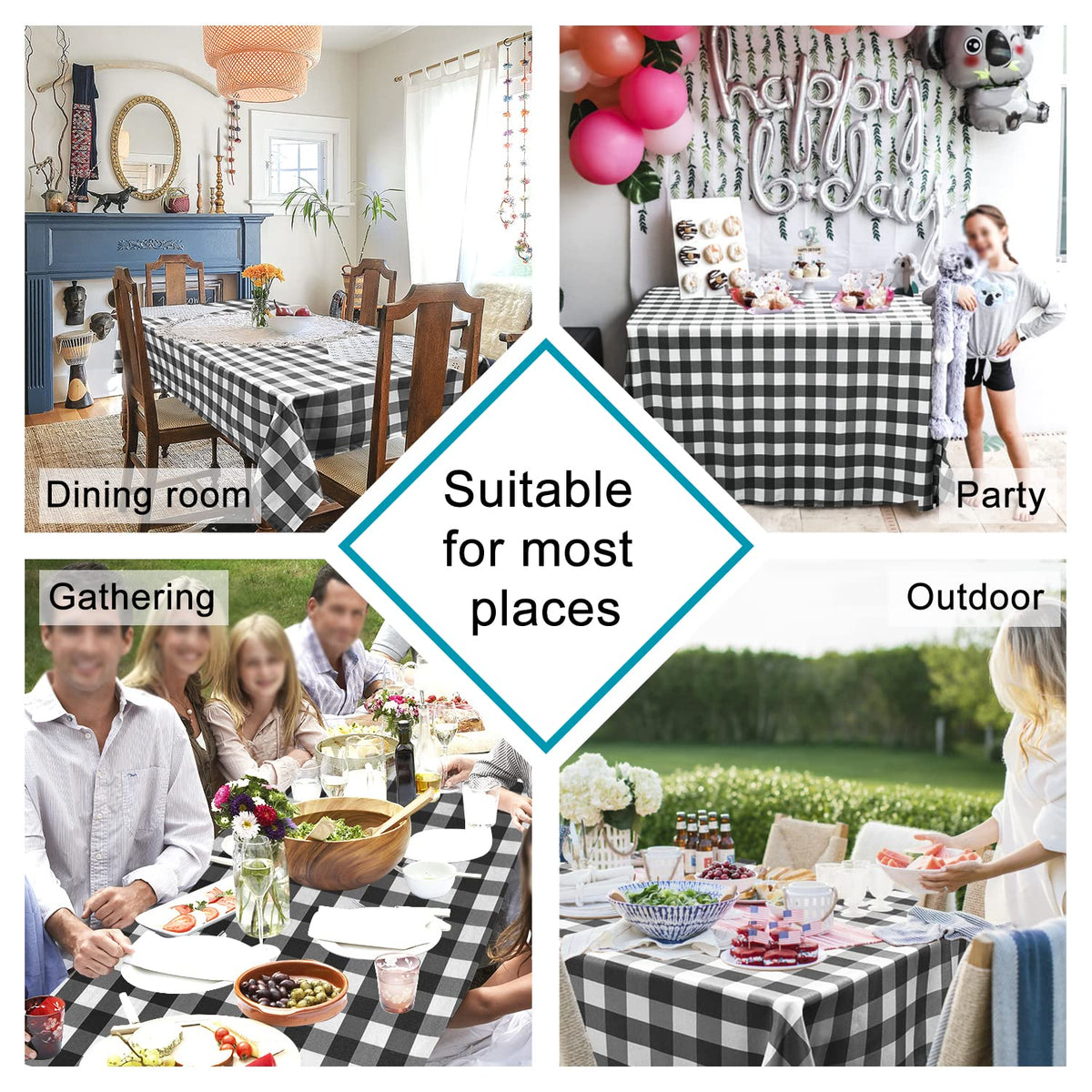 Hiasan outdoor gingham tablecloth ready for picnic gatherings
