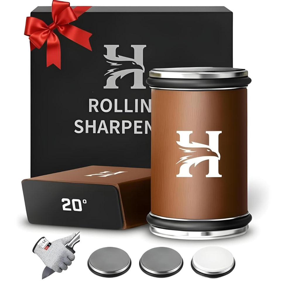 HIBWA rolling knife sharpener kit roller helps secure steady sharpening for consistent edges