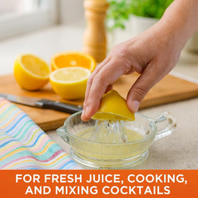 Heavyweight glass juicer body resists citrus acids for lasting use
