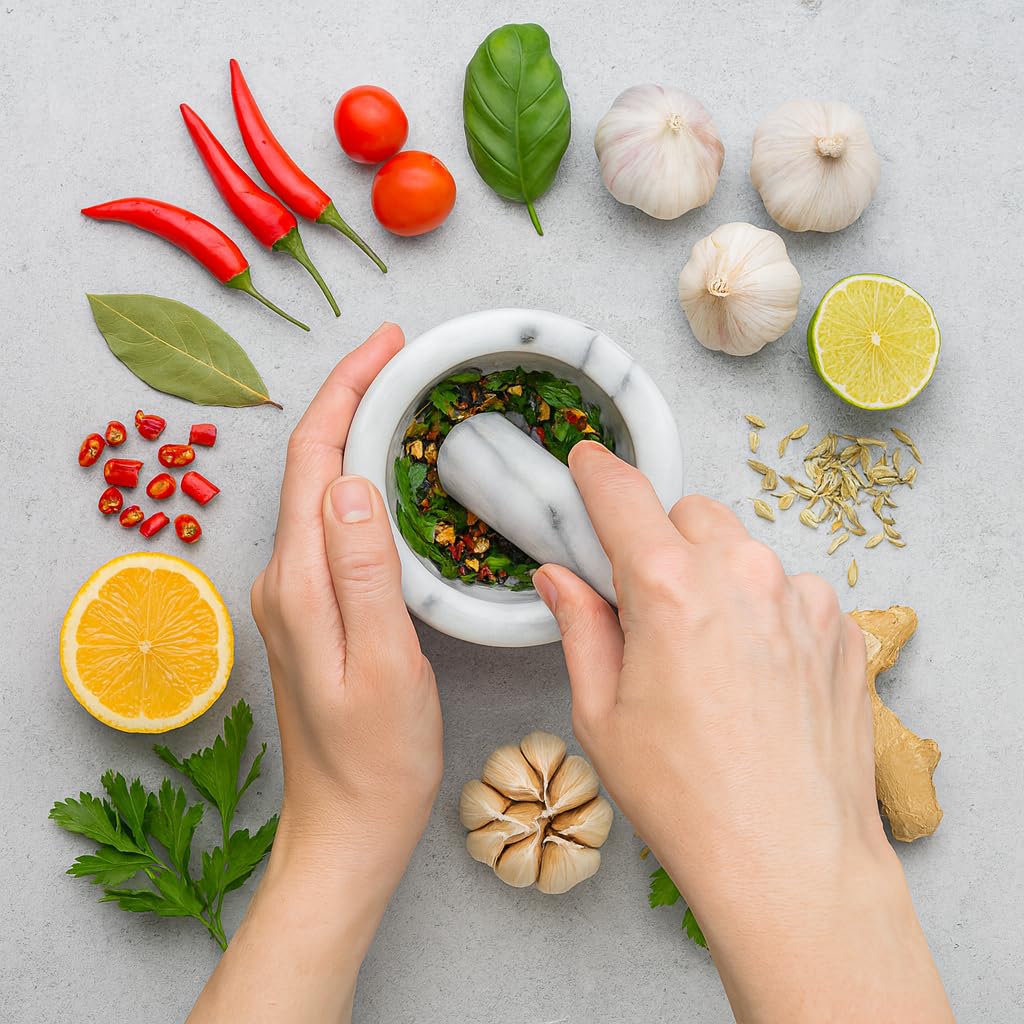HIC Kitchen rounded pestle head eases grinding for pastes and sauces