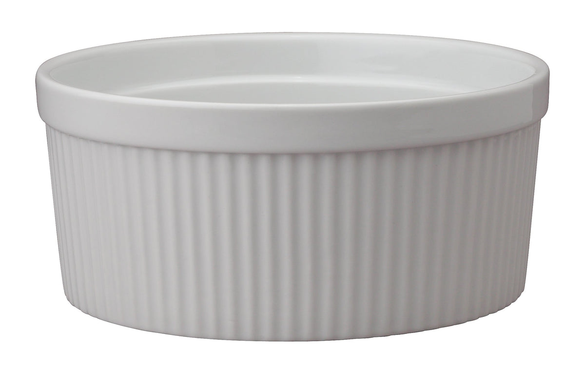 HIC Kitchen souffle dish in fine porcelain with 64-ounce capacity for baking and serving